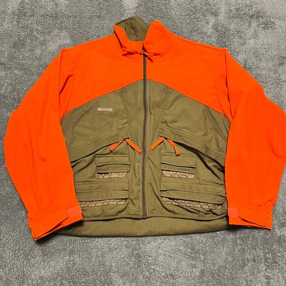 Vintage COLUMBIA Jacket Mens XL Neon Orange Brown Hunting Shooting Coat - Picture 1 of 9